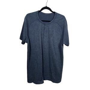 Lululemon Henley Shirt Mens XL Heathered Navy Blue Metal Vent Tech Raglan